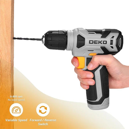 DEKO 8V Cordless Power Drill Set with 42-Piece Accessory Kit