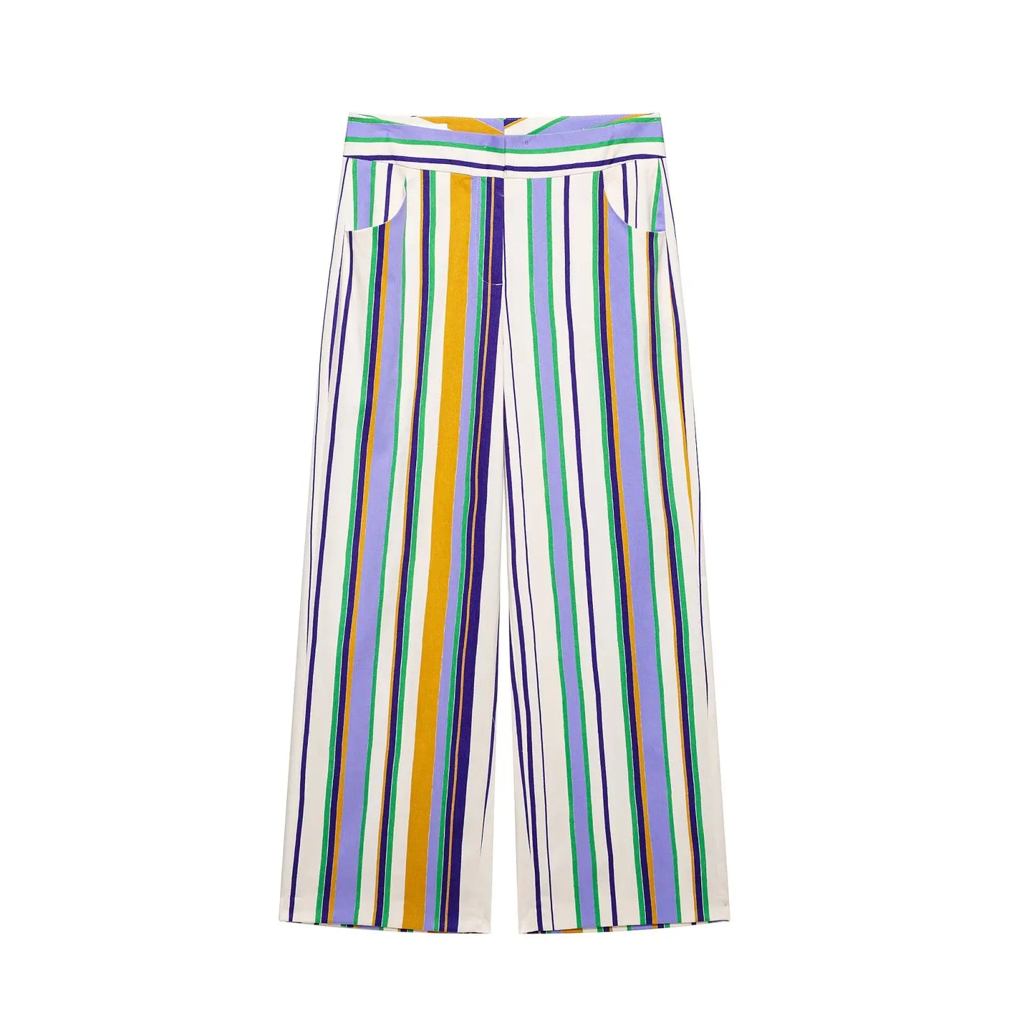 Women's Chic Striped Sleeveless Top & Straight-Leg Trousers 2-Piece Set