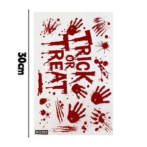 Halloween Decoration Reusable Bloody Handprint Footprint Horror Sticker