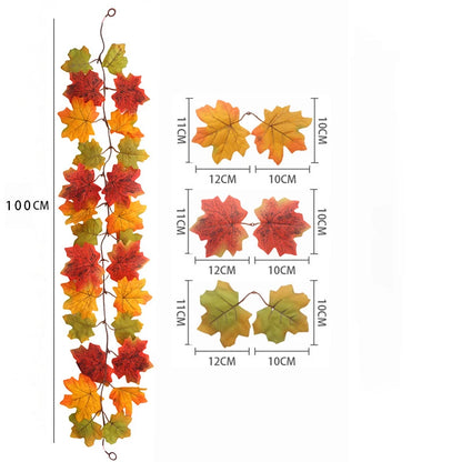 Artificial Fall Leaf Wreath & Hanging Garland (100cm)