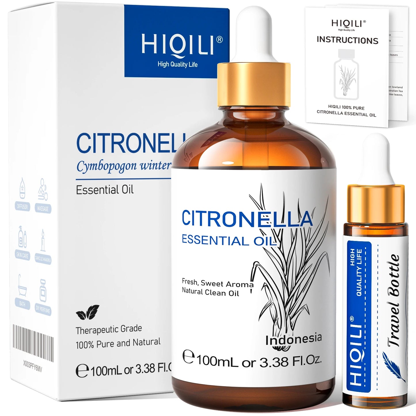 HIQILI 100% Pure Natural Essential Oil (100ml / 3.38 fl. oz)