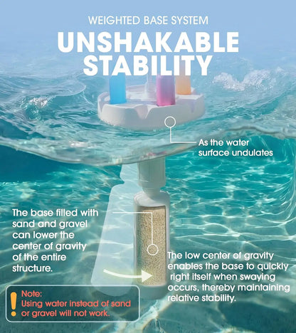7FT Floating Pool Umbrella with Base & Cup Holders – Portable In-Pool Shade Table & Sun Shelter with Carry Bag