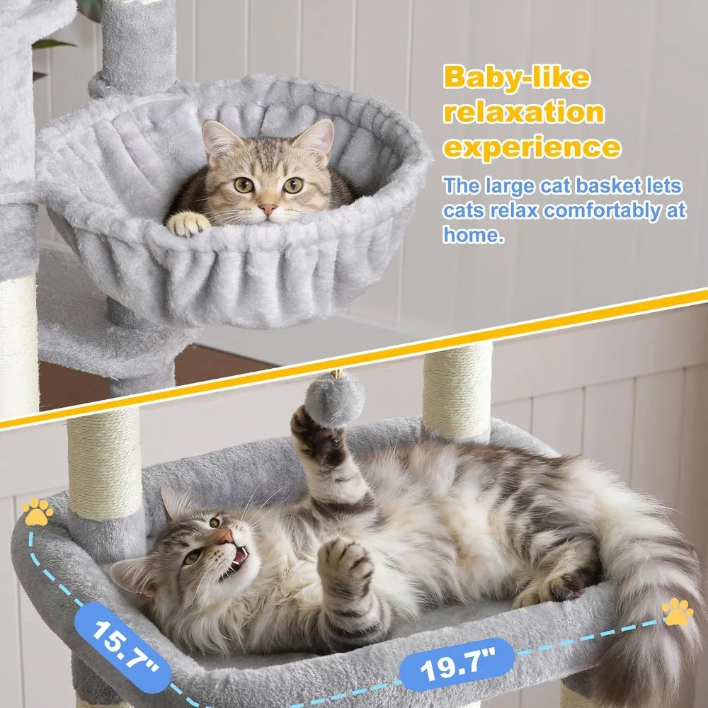 71.5" Multi-Level Cat Tree Tower with Extra Large Platform, Condos & Hammocks