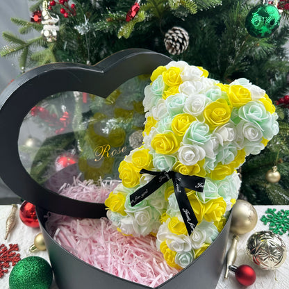 25cm Artificial Teddy Rose Flower Bear with Box