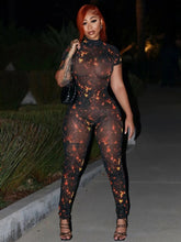 Colorful Print See-Through Jumpsuit