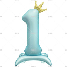 42" Colored Number Stand Foil Balloons with Crown Figures