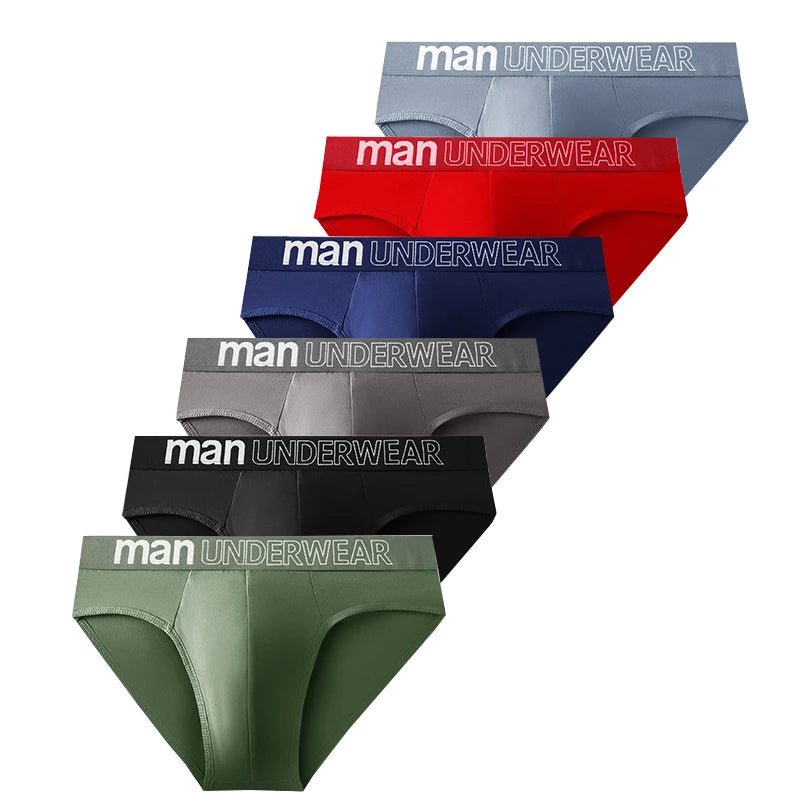 4-Pack Men's Breathable Elastic Briefs - Letter Print Waistband Underwear