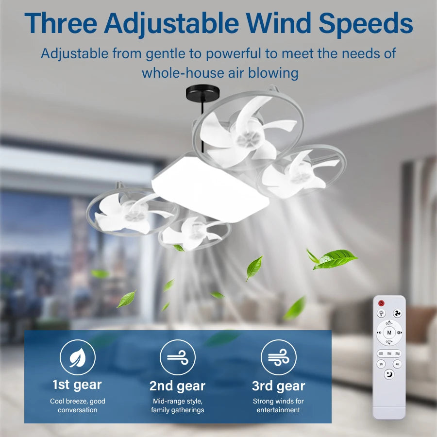 50W LED Drone Ceiling Fan Light with Remote