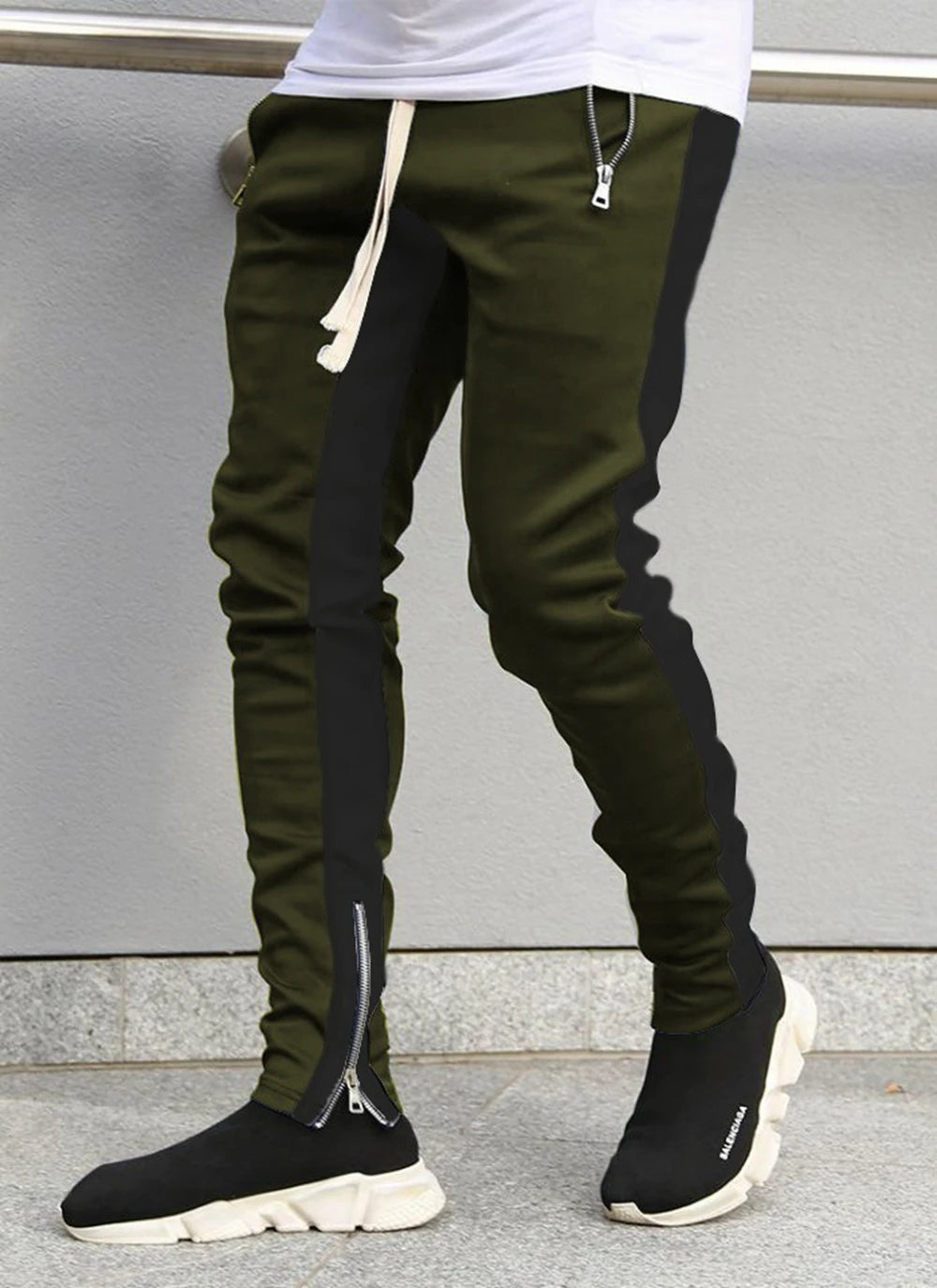 Men's Athletic Plaid Track Sweatpants - Breathable Gym Joggers with Zipper Pockets