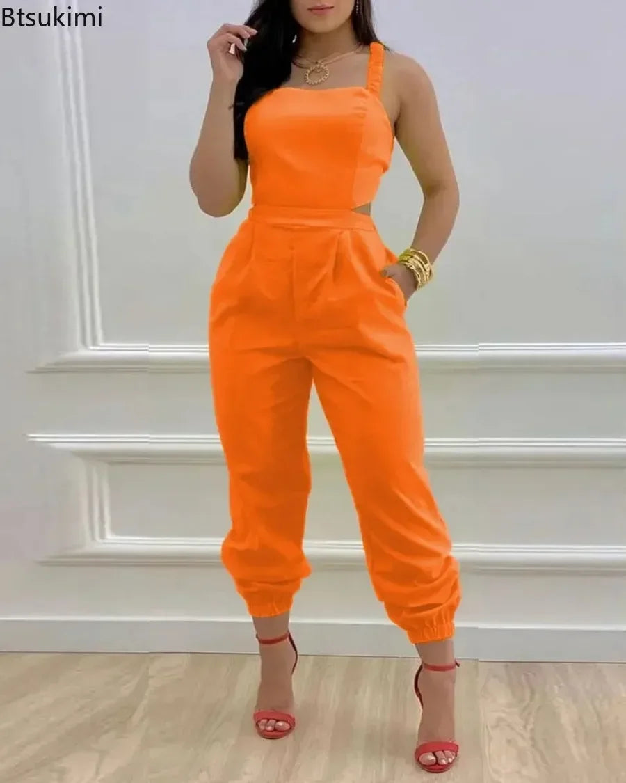 Open Back Printed Jumpsuit