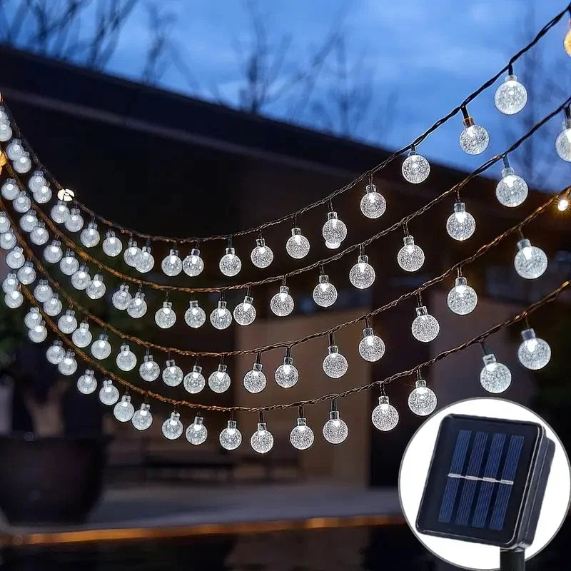 Outdoor Solar Crystal Globe String Lights (IP65 Waterproof)