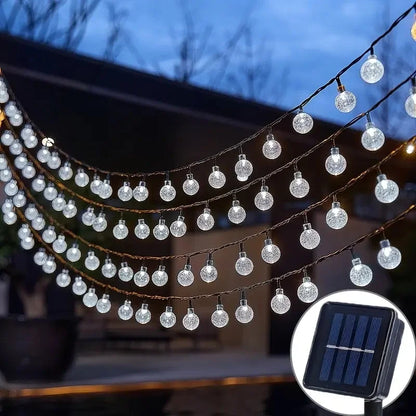 Outdoor Solar Crystal Globe String Lights (IP65 Waterproof)