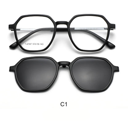 Magnetic Clip-On Polarized Sunglasses & Optical Eyeglass Frame Set
