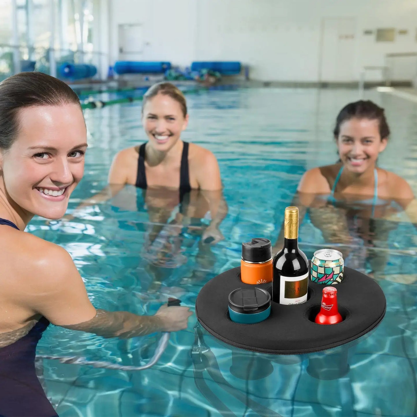 Floating 5-Hole Drink Holder & Ice Tray for Pool & Hot Tub