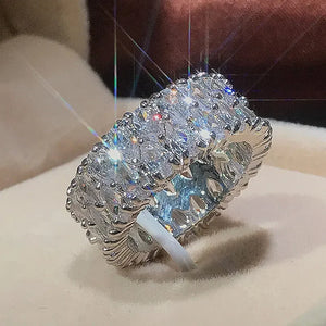 Elegant 925 Sterling Silver Big Water Drop Zircon Stone Ring