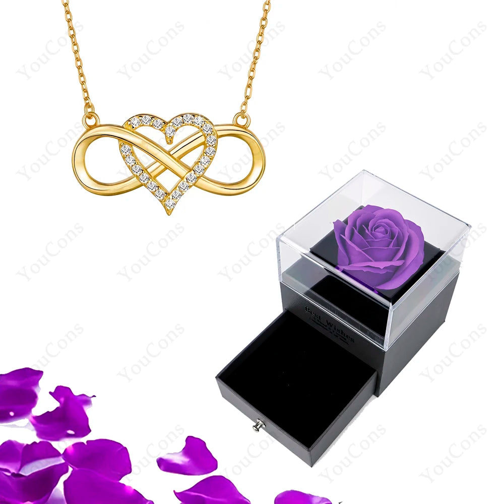Luxury Heart Pendant Necklace with Rose Gift Box