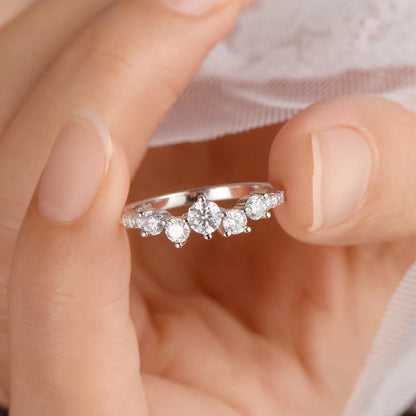 Anziw Real S925 Ring Cluster Moissanite Sterling Silver Ring