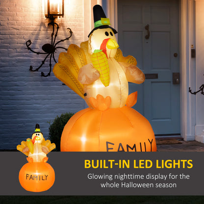 HOMCOM 4.9ft Inflatable Thanksgiving Decoration Turkey - Blow Up Outdoor LED Yard Display