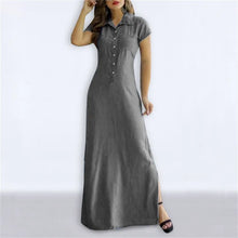 Cross Border Long Dress Shirt Collar Split Pocket Large Swing Dress