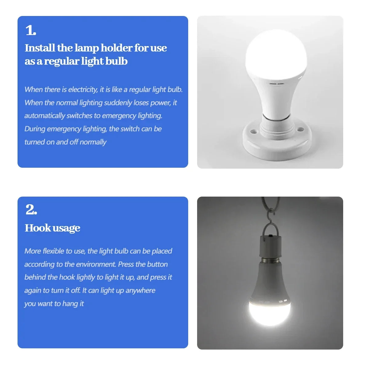 Rechargeable Emergency LED Light Bulb E27 – 1500mAh Power Outage Battery Backup Lamp