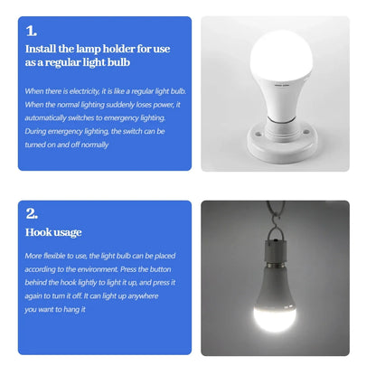 Rechargeable Emergency LED Light Bulb E27 – 1500mAh Power Outage Battery Backup Lamp