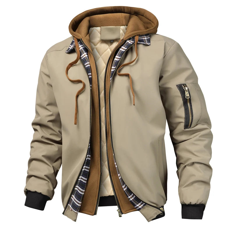 Men's Thermal Hooded Windbreaker Jacket
