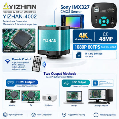 YIZHAN 48MP 4K Electronics Soldering Microscope with 1-150X Lens & HDMI/USB Camera