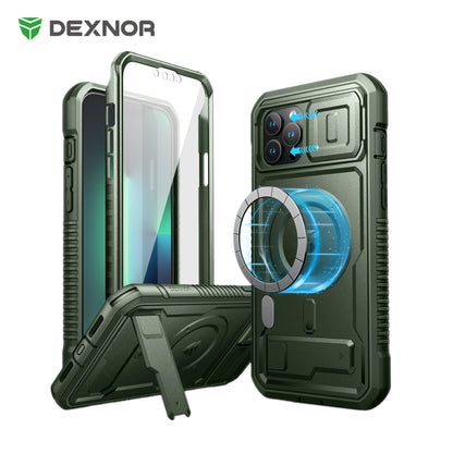 Heavy-Duty Rugged Armor Case with Kickstand & Camera Cover for iPhone