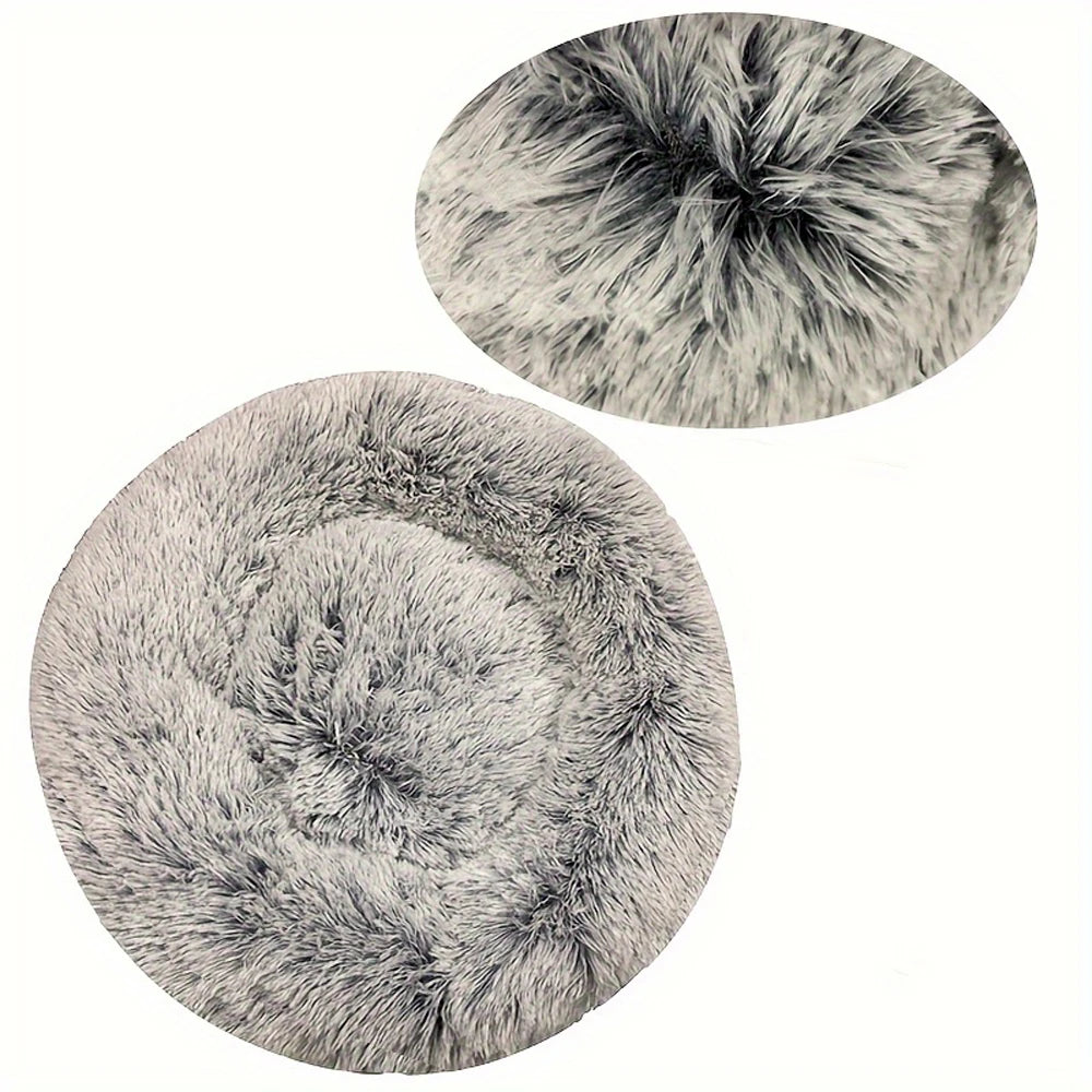 Round Warm Plush Washable Pet Bed