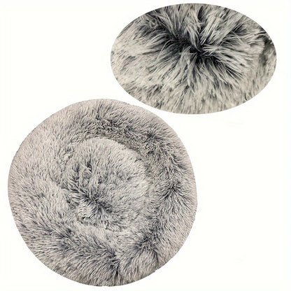 Round Warm Plush Washable Pet Bed