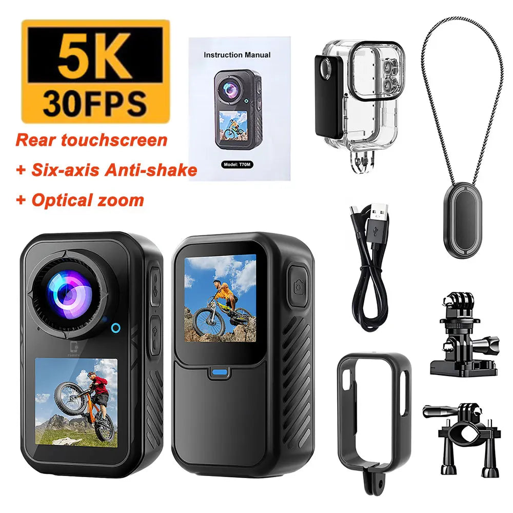 5K WiFi Magnetic Pocket Action Camera with 6-Axis Stabilization and Touch Screen