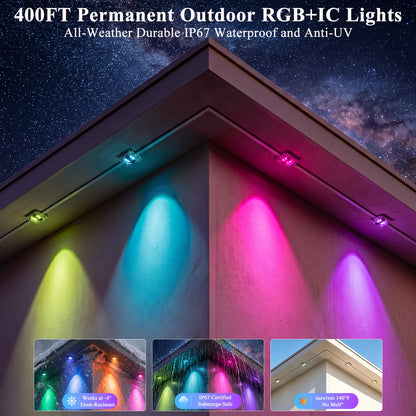 AILBTON 400FT Permanent Outdoor RGBIC Smart Eave Lights