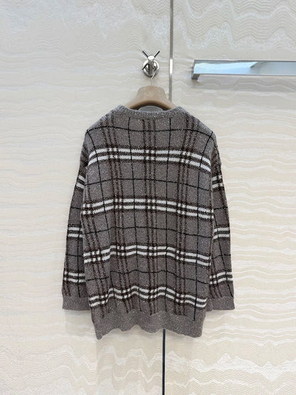 Women’s Vintage Plaid Knit 2-Piece Sweater & Long Skirt Set