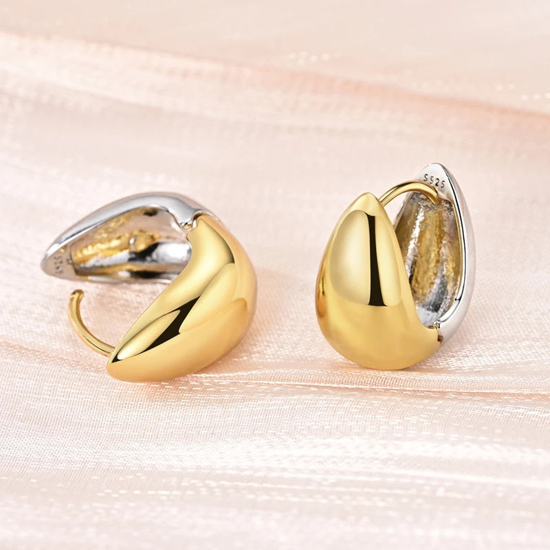 925 Sterling Silver CZ Zircon Gold-Plated Hoop Earrings – Sparkling Minimalist Jewelry
