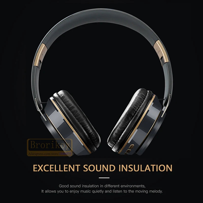 Foldable Wireless Bluetooth Headphones with SD Card Slot & Mic