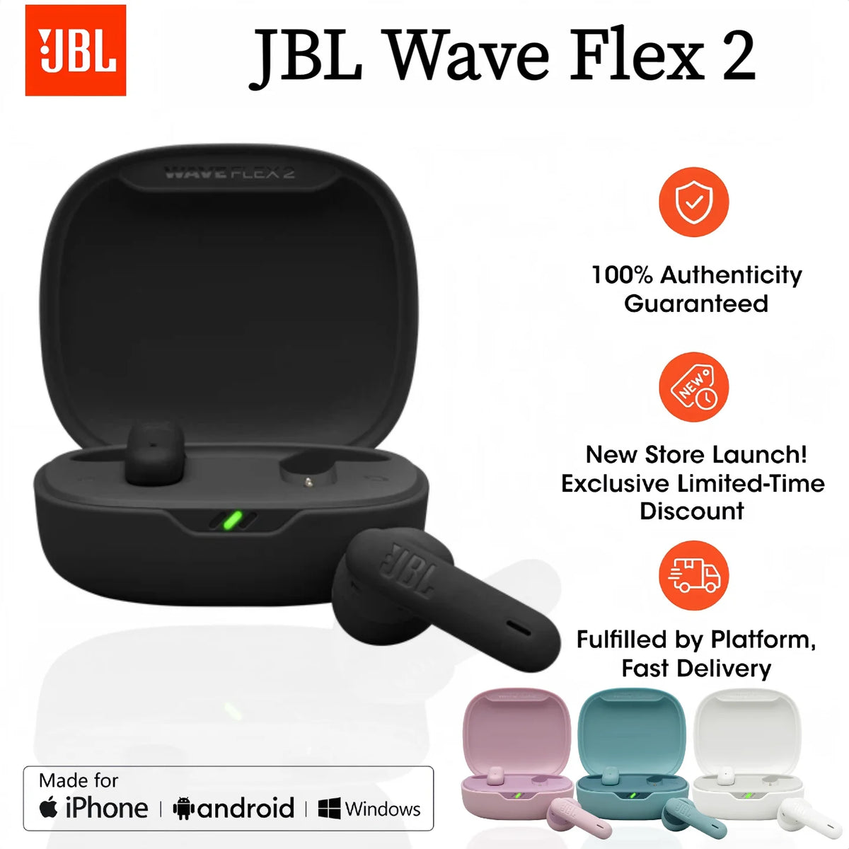 JBL Wave Flex 2 True Wireless Earbuds