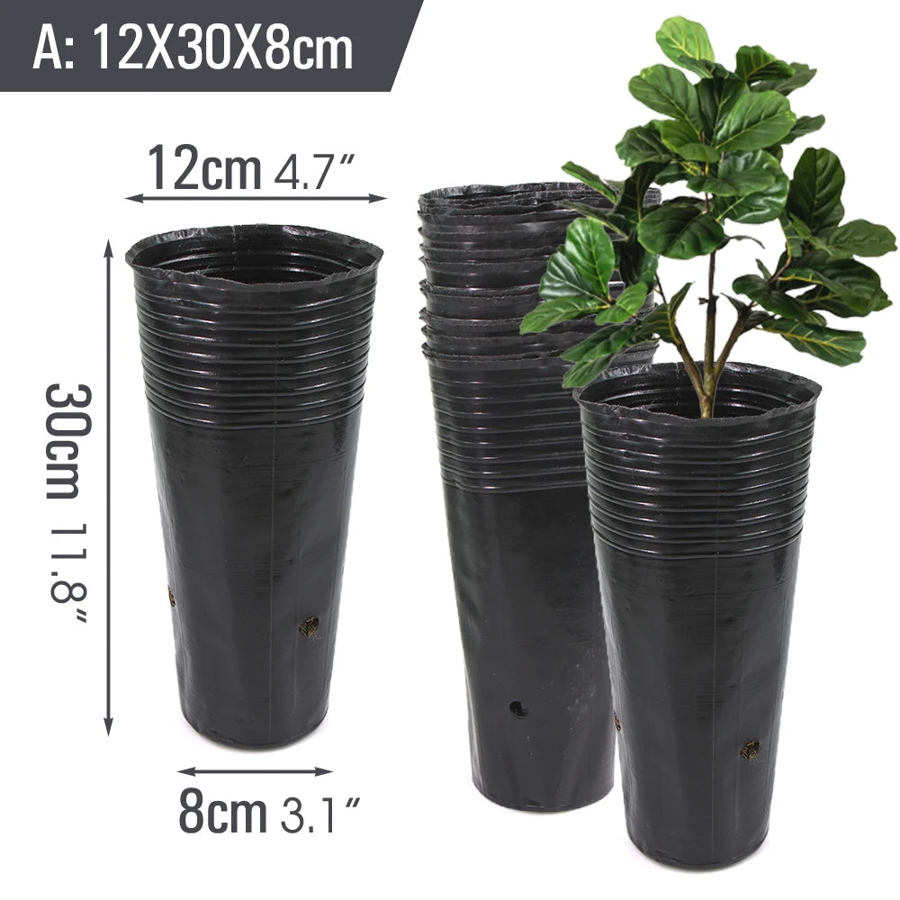 Tall Plastic Deep Nursery Tree Pots with Drainage Holes