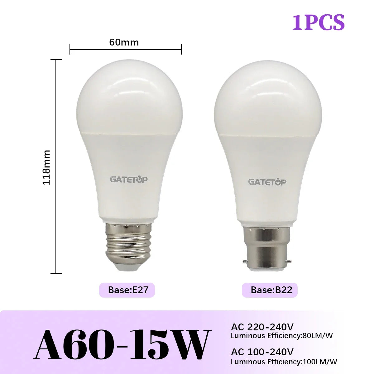 High-Efficiency Energy Saving LED Light Bulbs (E27 / B22 Base)