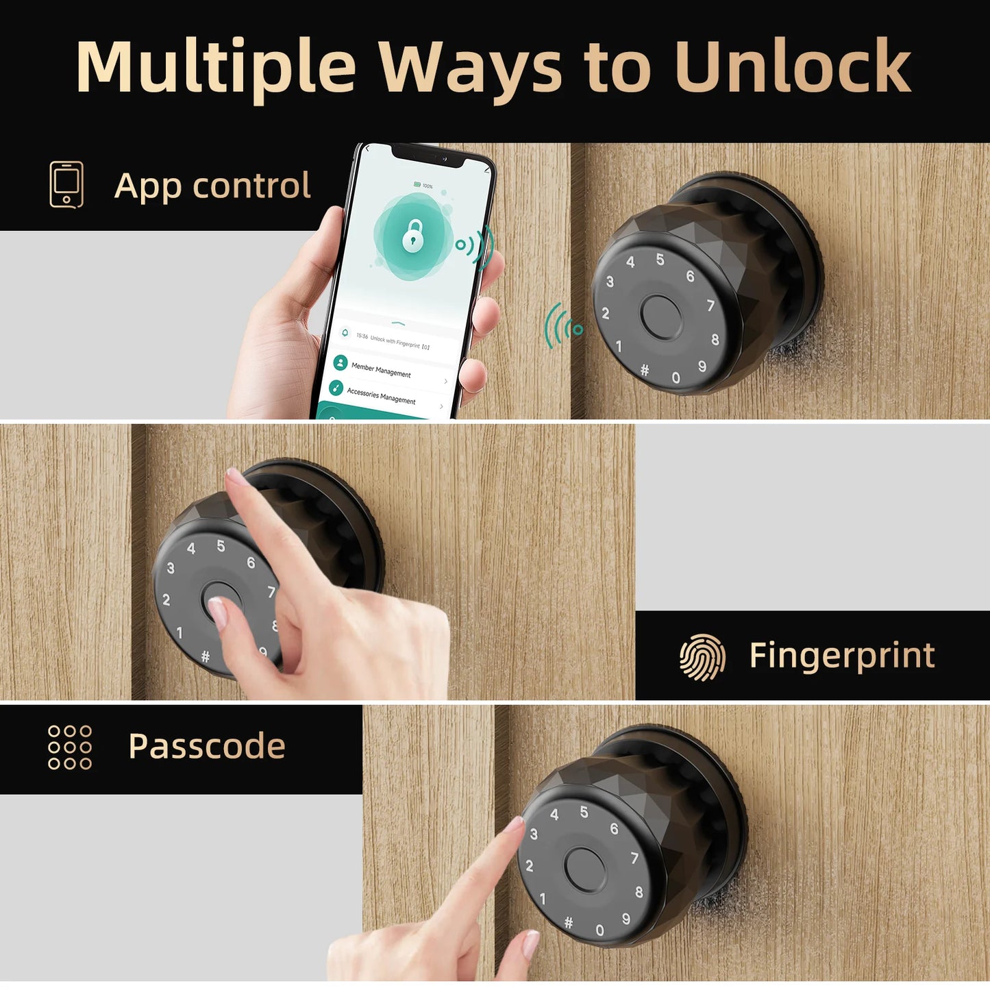 Viladepot Smart Lock Fingerprint Door Lock TYPE-C Interface App Control