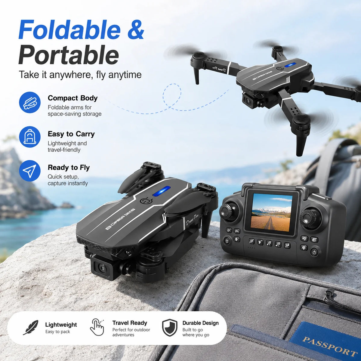 ZNLYRION Foldable 8K HD Dual Camera RC Drone with Brushless Motor