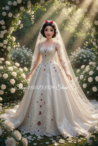 Plus Size Detachable Train Mermaid Ball Gown – Off-the-Shoulder Beaded Wedding Dress