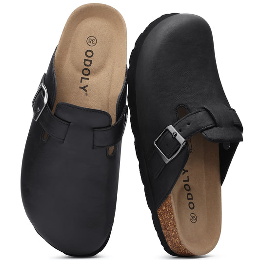Unisex Vintage Vegan Leather Cork Clogs