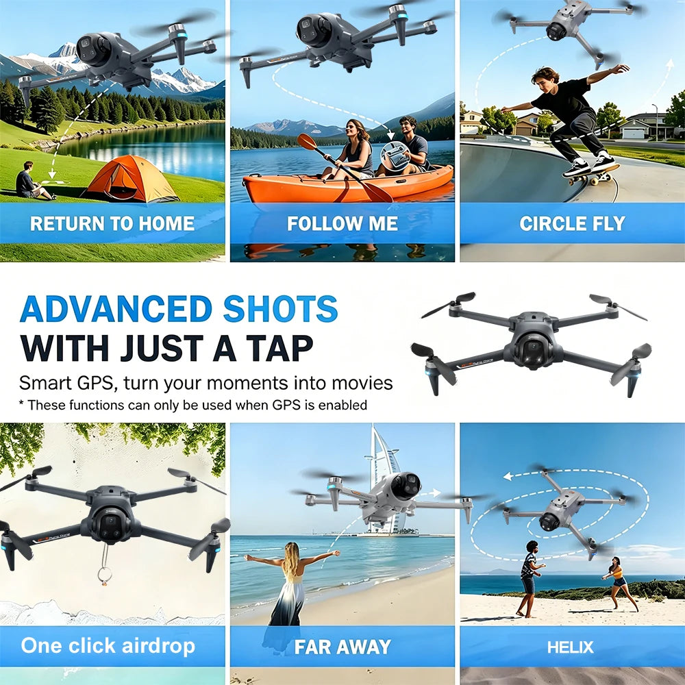 ZNLYRION Foldable GPS RC Drone with Screen Remote & 720P HD Camera