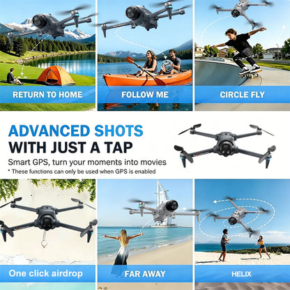 ZNLYRION Foldable GPS RC Drone with Screen Remote & 720P HD Camera