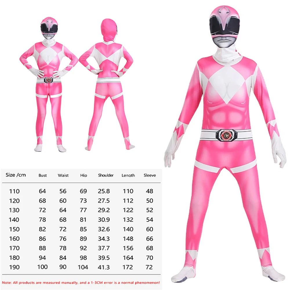 Unisex Power Rangers Superhero Cosplay Costume – Full Body Zentai Jumpsuit & Mask Set