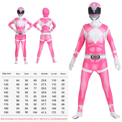 Unisex Power Rangers Superhero Cosplay Costume – Full Body Zentai Jumpsuit & Mask Set