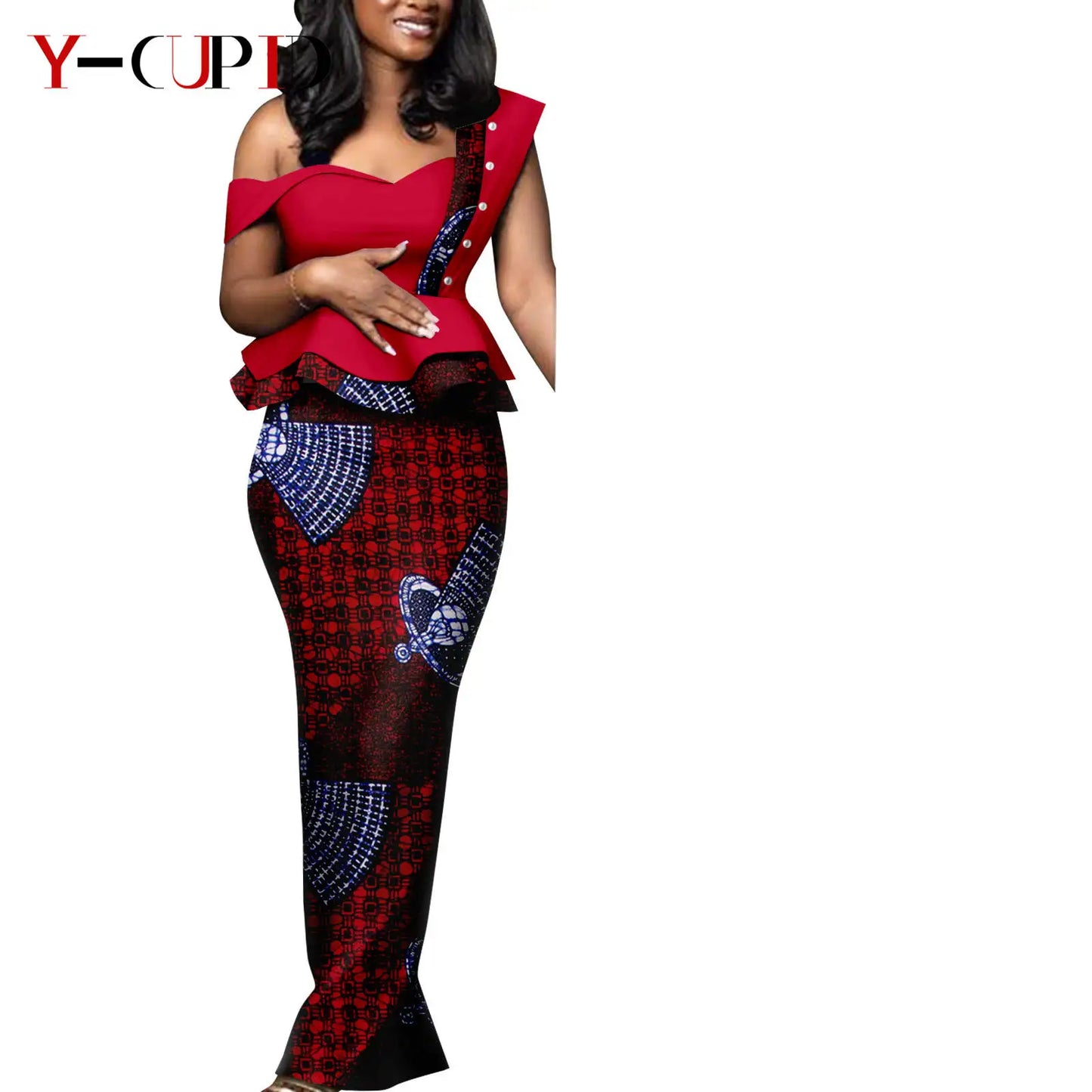 African Print Matching Couple Outfits Men's Dashiki Shirt Set & Women's Dress