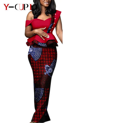 African Print Matching Couple Outfits Men's Dashiki Shirt Set & Women's Dress