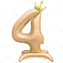 42" Colored Number Stand Foil Balloons with Crown Figures
