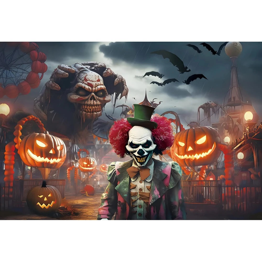 Haunted Carnival Halloween Backdrop - Spooky Circus Photography Prop